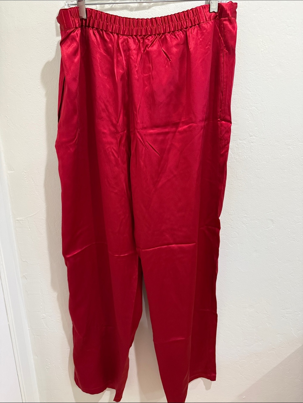 Vintage Nordstrom Silk Red Drawstring Lounge Pants - Picture 4 of 5